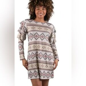 NEW Simply Southern Aztec print tunic dress long layered sleeve Size Medium NWT